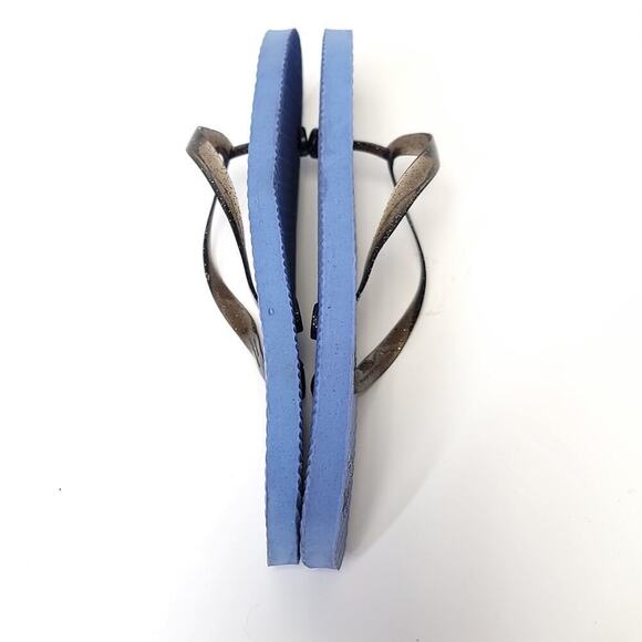 Bee Positive Flip Flops Size 5 / 6 Blue Glitter Straps Black Foam​ - Picture 7 of 12